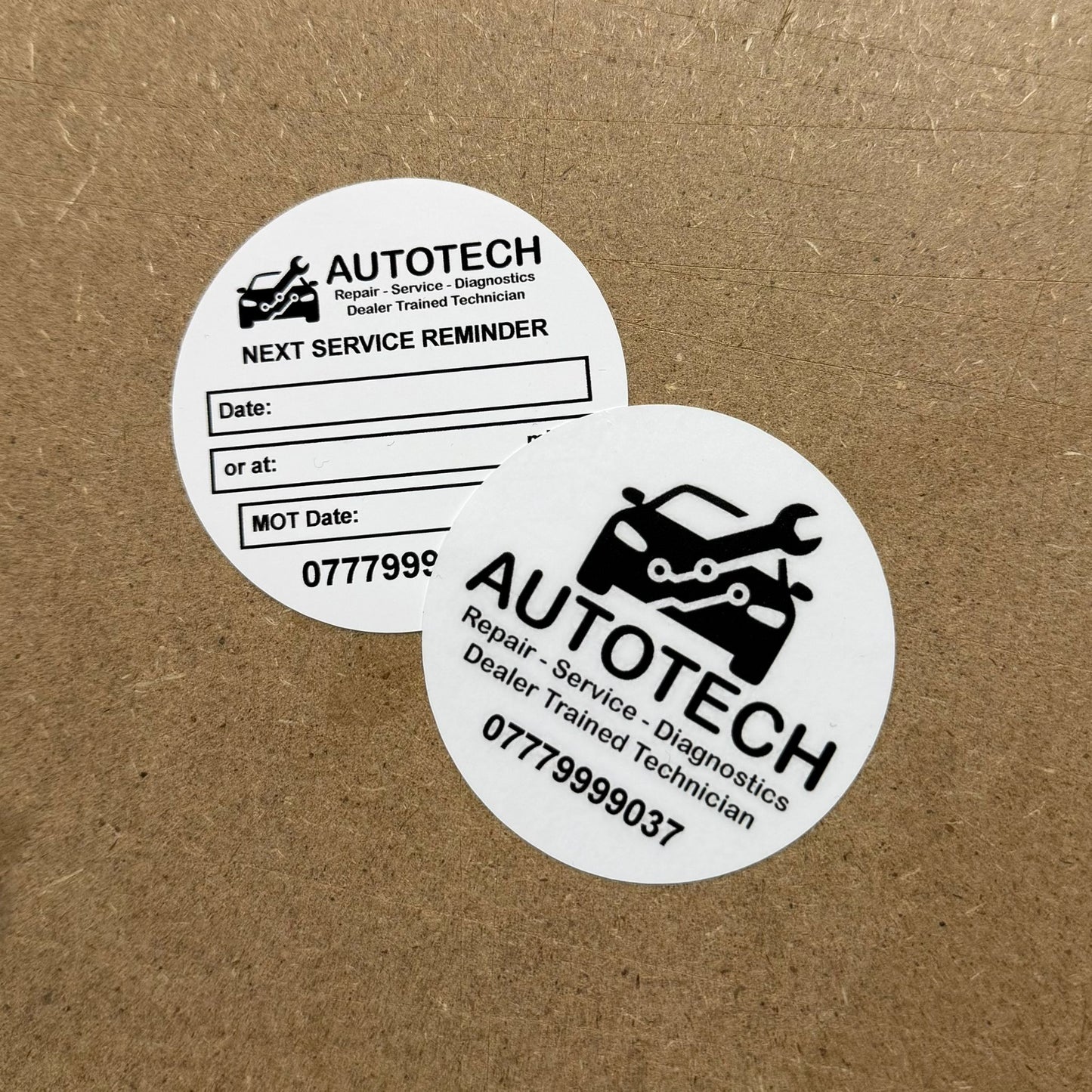 Circular Double Sided Service Stickers